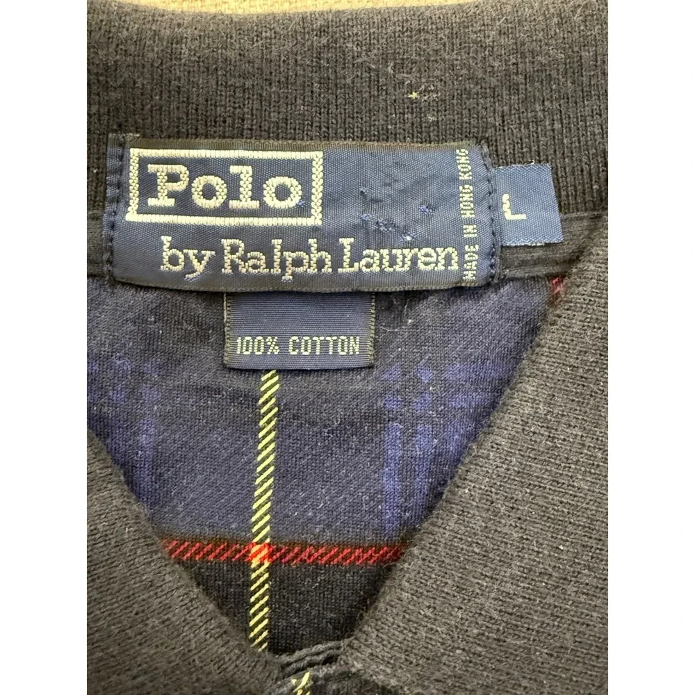 Polo Ralph Lauren The Presidents Cup Plaid Polo Shirt Mens Large Navy Blue L